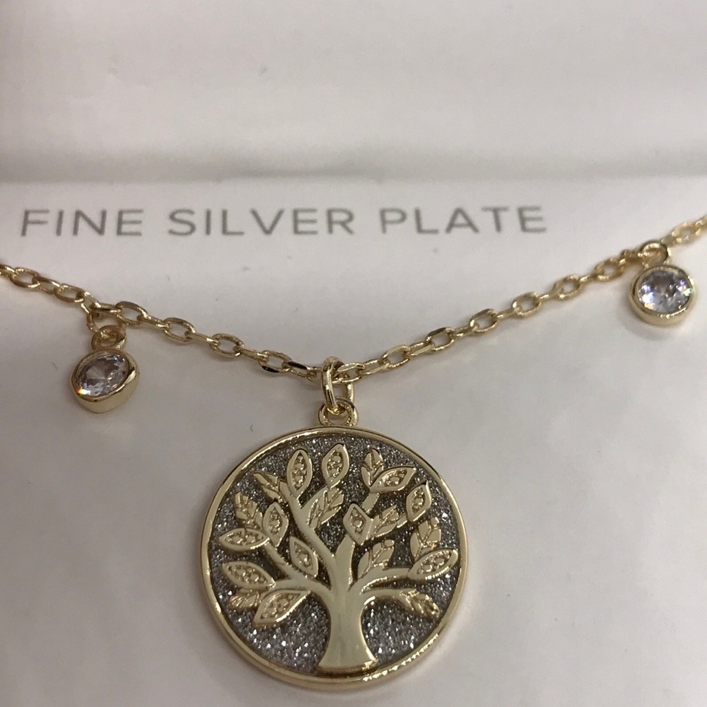 BELK SILVERWORKS Fine Silver Plate Family Tree greatest blessings necklace 18''